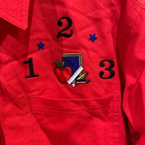 PTNY Teacher ABC 123 Red Buttondown Large Shirt - Picture 4 of 7